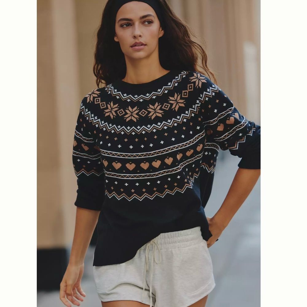 Anthropologie Beach Riot Elizabeth Mystic Fairisle Sweater Sz S Fits S or M NWT